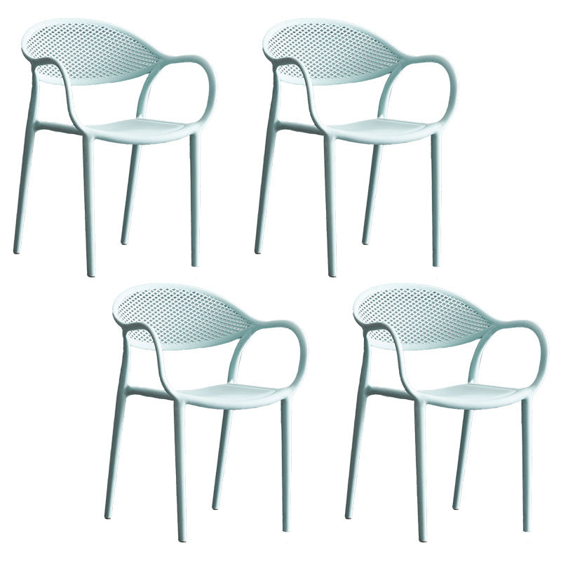 Contemporary Stackable Chair Open Back Kitchen Arm Chair with Plastic Legs