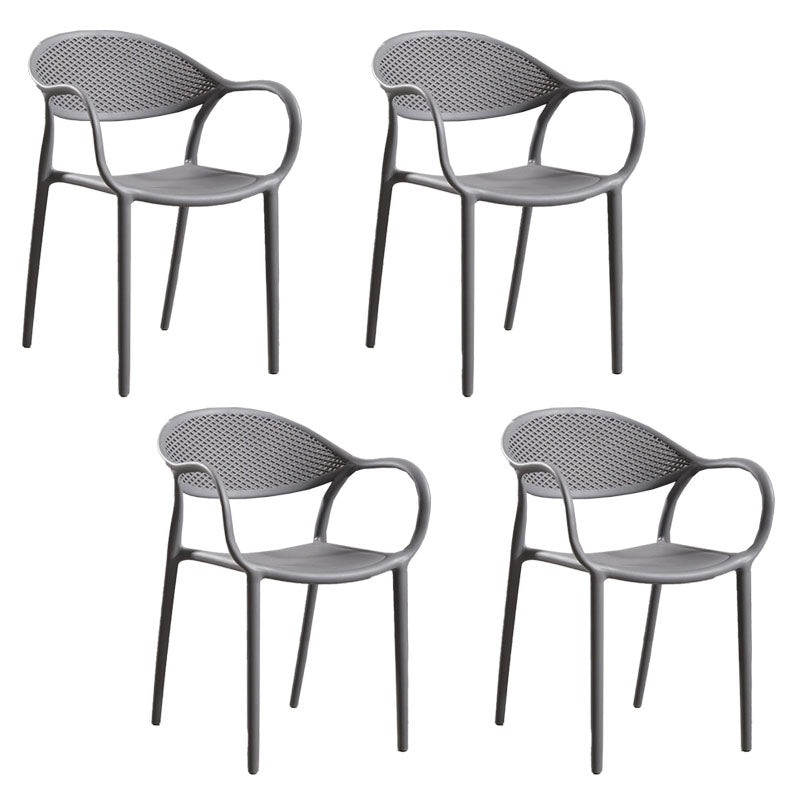 Contemporary Stackable Chair Open Back Kitchen Arm Chair with Plastic Legs