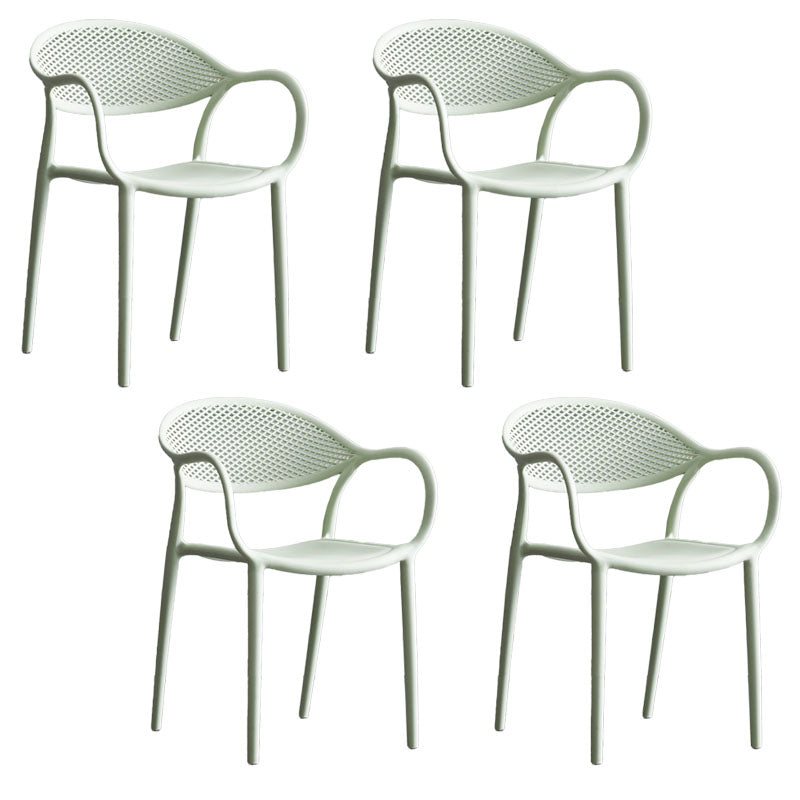 Contemporary Stackable Chair Open Back Kitchen Arm Chair with Plastic Legs