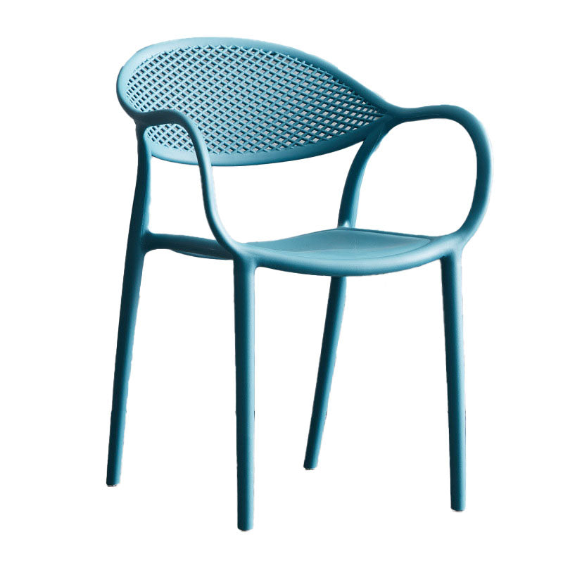 Contemporary Stackable Chair Open Back Kitchen Arm Chair with Plastic Legs