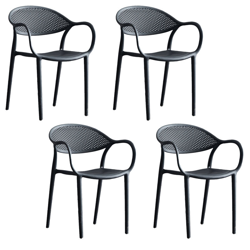 Contemporary Stackable Chair Open Back Kitchen Arm Chair with Plastic Legs