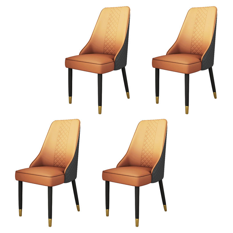 Scandinavian Style Leather Dining Chairs for Kitchen Armless Solid Back Chair
