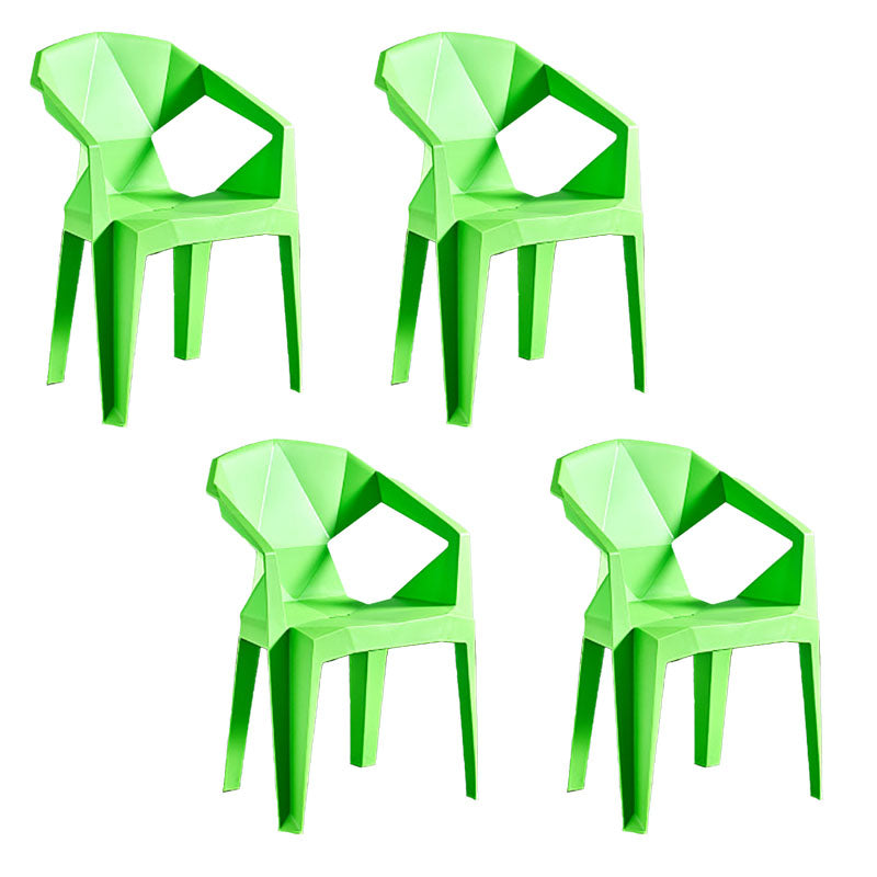 Contemporary Stackable Plastic Chair Slat Back Kitchen Arm Chair