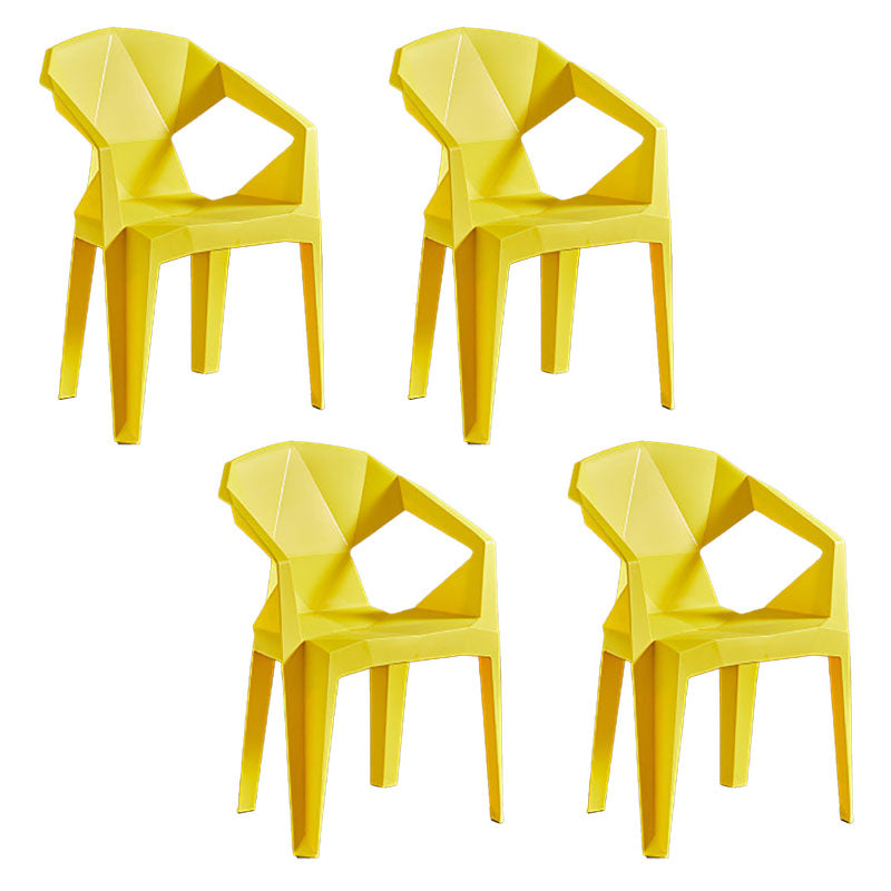 Contemporary Stackable Plastic Chair Slat Back Kitchen Arm Chair