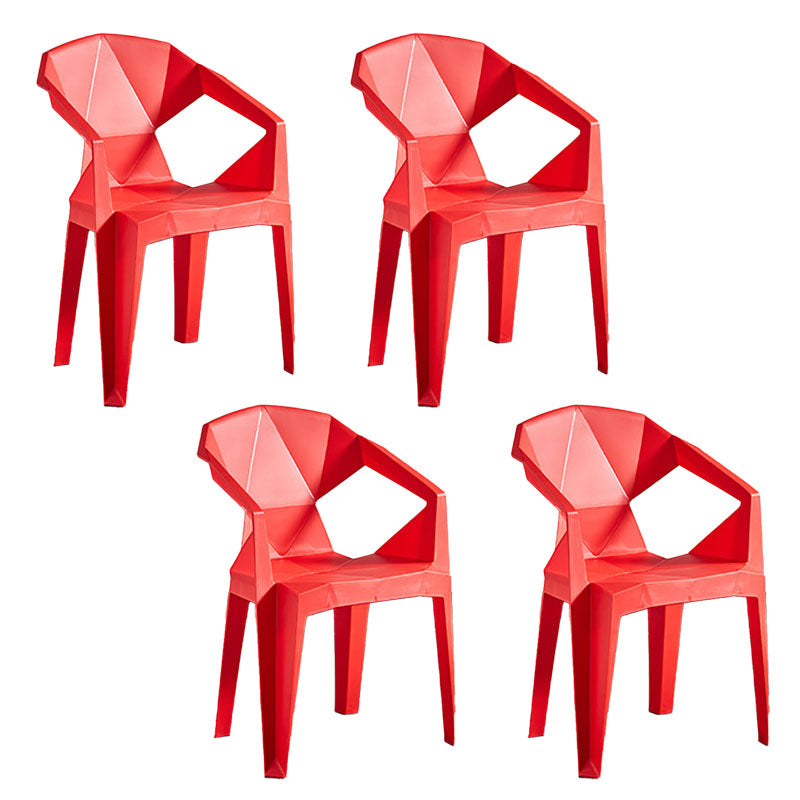 Contemporary Stackable Plastic Chair Slat Back Kitchen Arm Chair