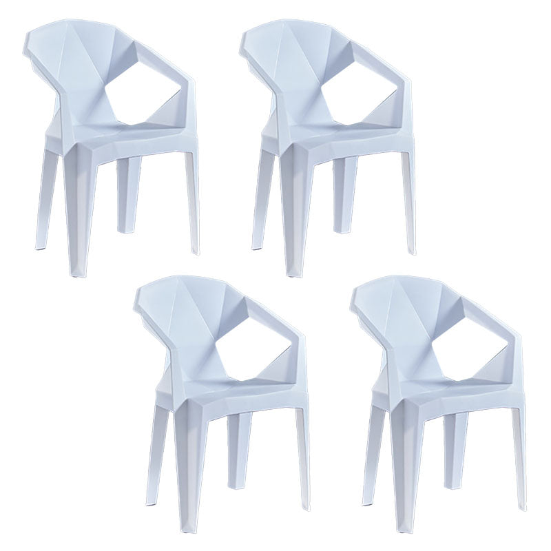 Contemporary Stackable Plastic Chair Slat Back Kitchen Arm Chair