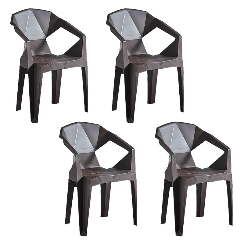 Contemporary Stackable Plastic Chair Slat Back Kitchen Arm Chair