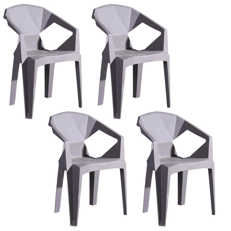 Contemporary Stackable Plastic Chair Slat Back Kitchen Arm Chair
