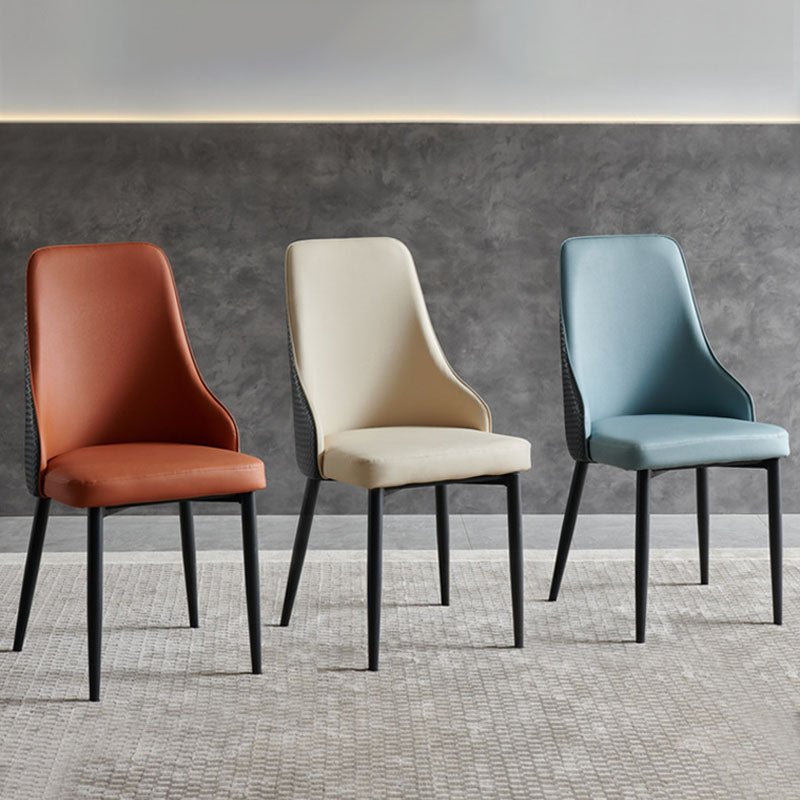 Contemporary Dining Chairs Kitchen Armless Chairs with Metal Legs