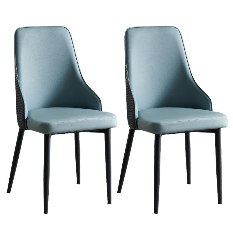Contemporary Dining Chairs Kitchen Armless Chairs with Metal Legs