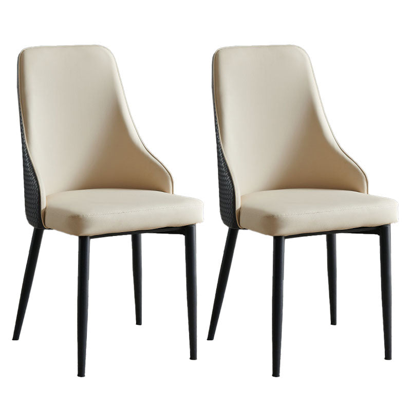 Contemporary Dining Chairs Kitchen Armless Chairs with Metal Legs