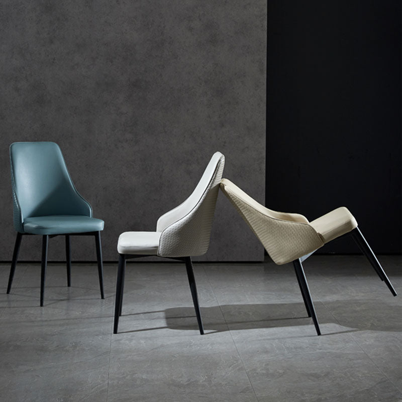 Contemporary Dining Chairs Kitchen Armless Chairs with Metal Legs