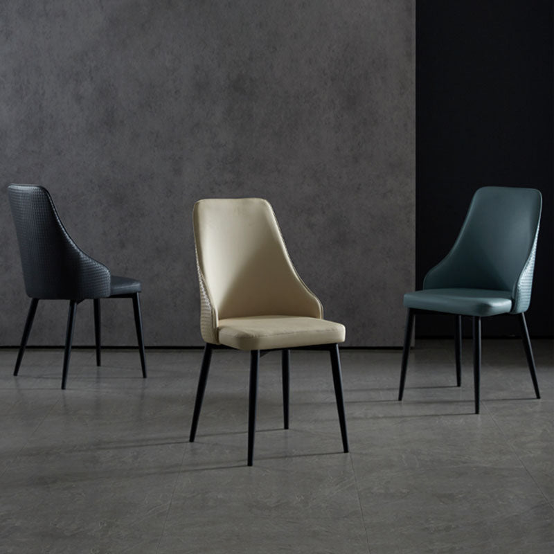 Contemporary Dining Chairs Kitchen Armless Chairs with Metal Legs