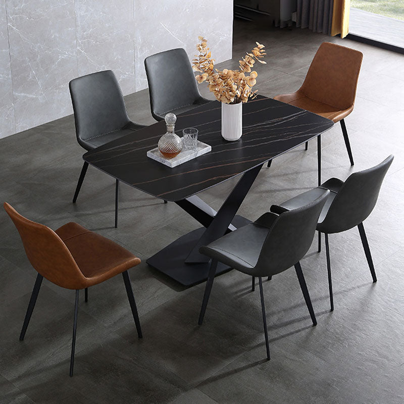 Contemporary Dining Chairs Kitchen Armless Side Chairs with Metal Legs