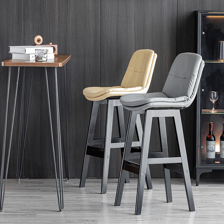 Modern Wood Kitchen Dining Room Armless Stool Low Back Bar Stool