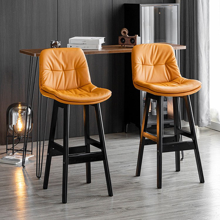 Modern Wood Kitchen Dining Room Armless Stool Low Back Bar Stool