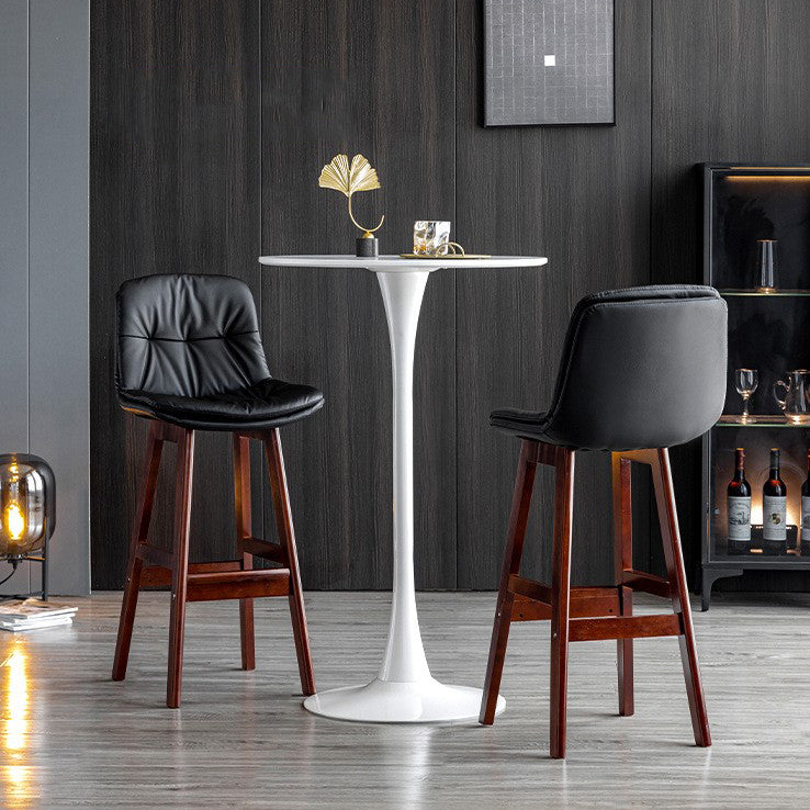 Modern Wood Kitchen Dining Room Armless Stool Low Back Bar Stool