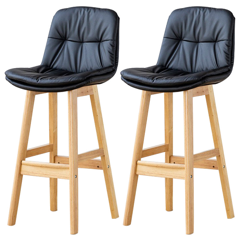 Modern Wood Kitchen Dining Room Armless Stool Low Back Bar Stool