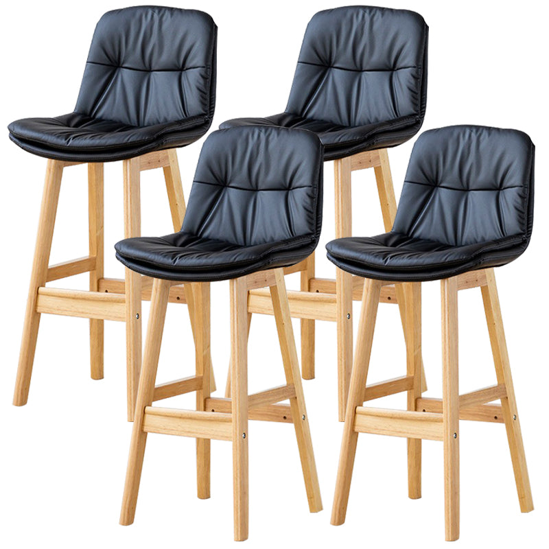 Modern Wood Kitchen Dining Room Armless Stool Low Back Bar Stool