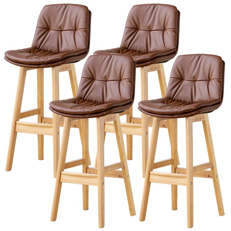 Modern Wood Kitchen Dining Room Armless Stool Low Back Bar Stool