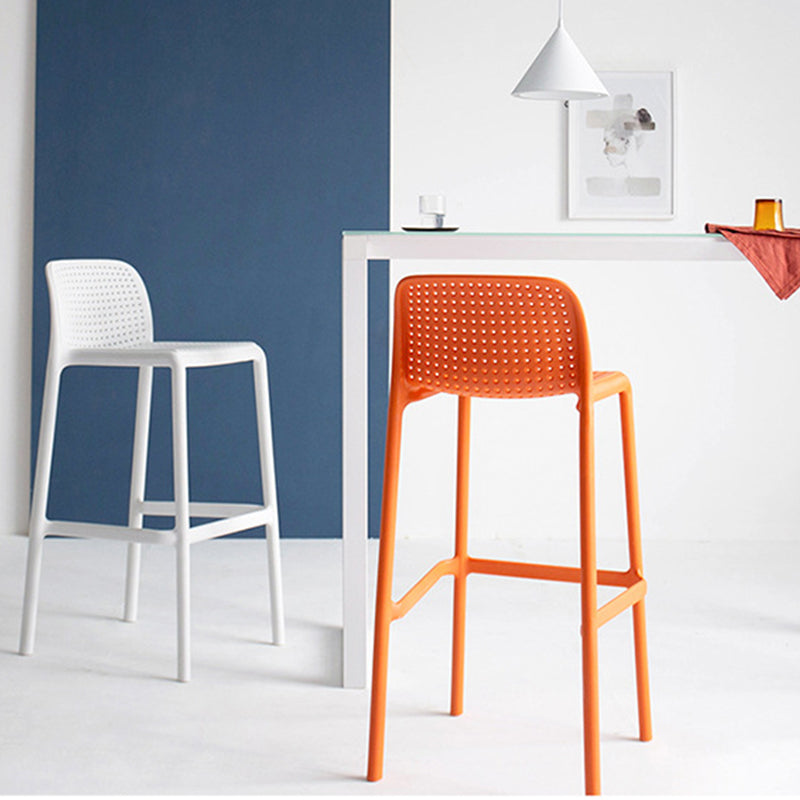 Contemporary PP Bar and Counter Stool Low Back Stool with 4 Legs