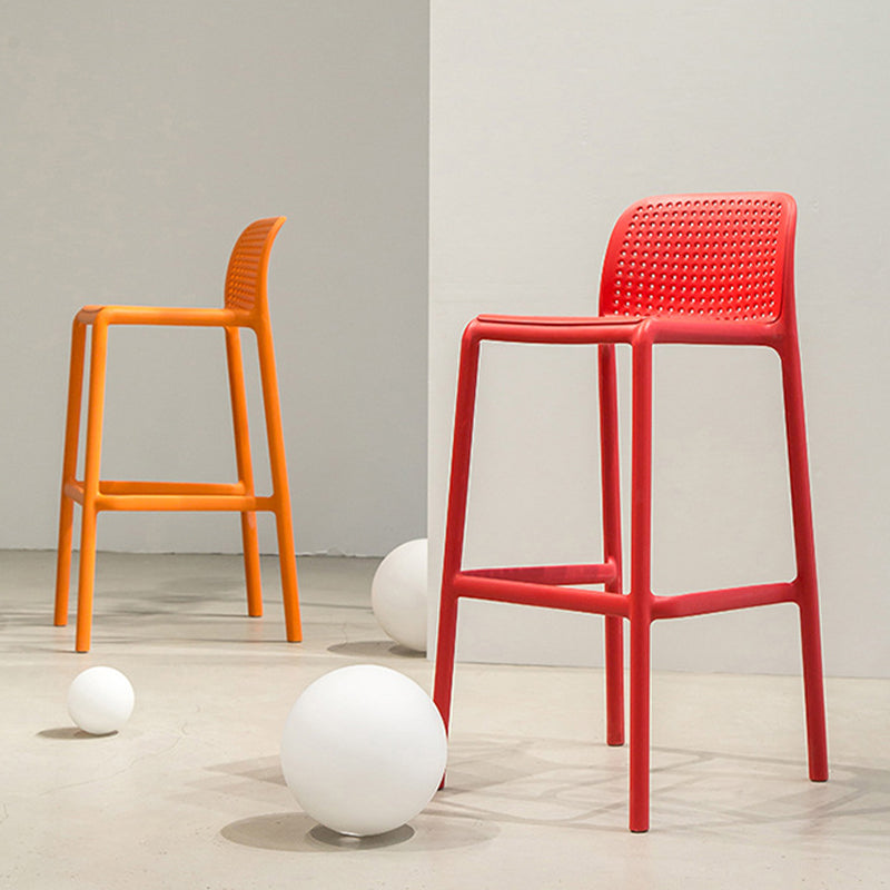 Contemporary PP Bar and Counter Stool Low Back Stool with 4 Legs