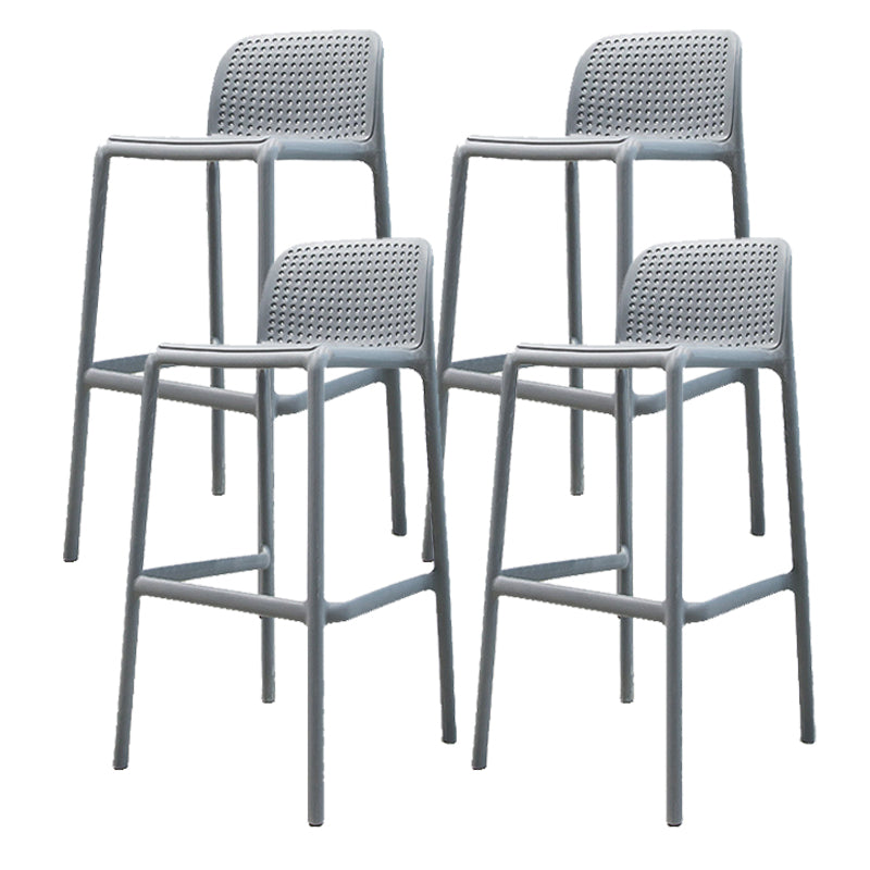 Contemporary PP Bar and Counter Stool Low Back Stool with 4 Legs