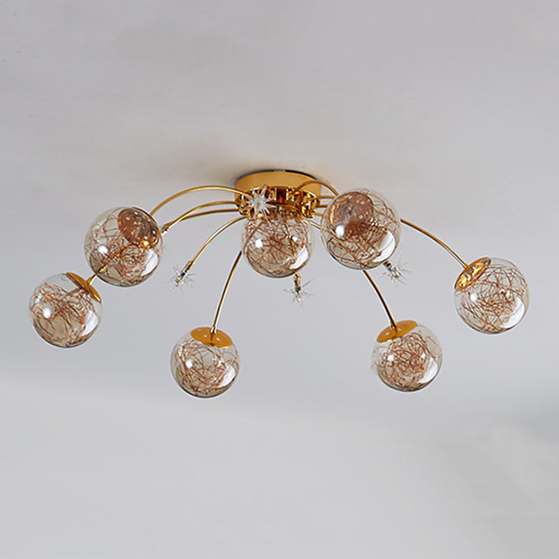 Contemporánea de lámpara de altura de la esfera de la esfera de la luz de vidrio de montura de vidrio en oro