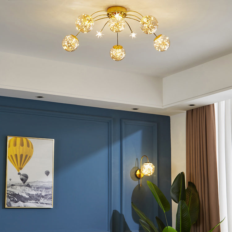 Contemporánea de lámpara de altura de la esfera de la esfera de la luz de vidrio de montura de vidrio en oro