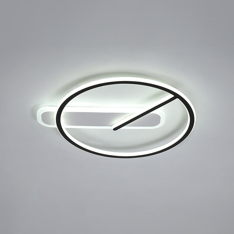 Zeitgenössische Flush-Leuchten Taktförmige 2 leichte Metallspüschmontagelampen in Schwarz