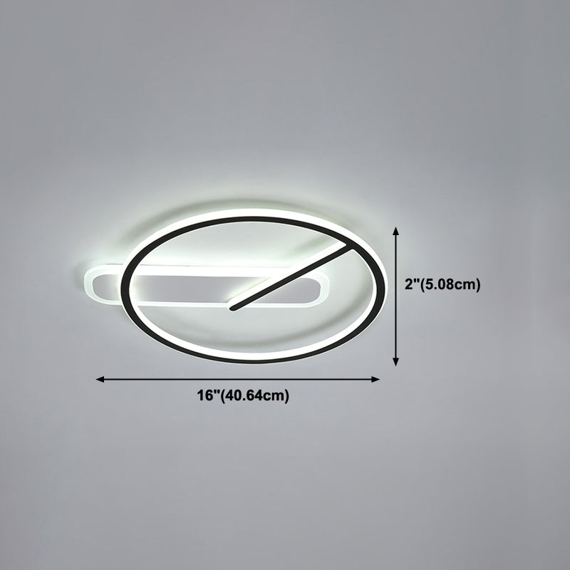 Zeitgenössische Flush-Leuchten Taktförmige 2 leichte Metallspüschmontagelampen in Schwarz