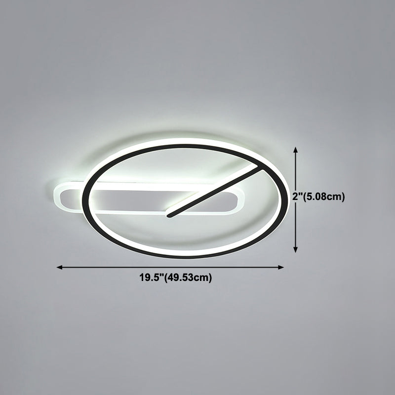 Zeitgenössische Flush-Leuchten Taktförmige 2 leichte Metallspüschmontagelampen in Schwarz