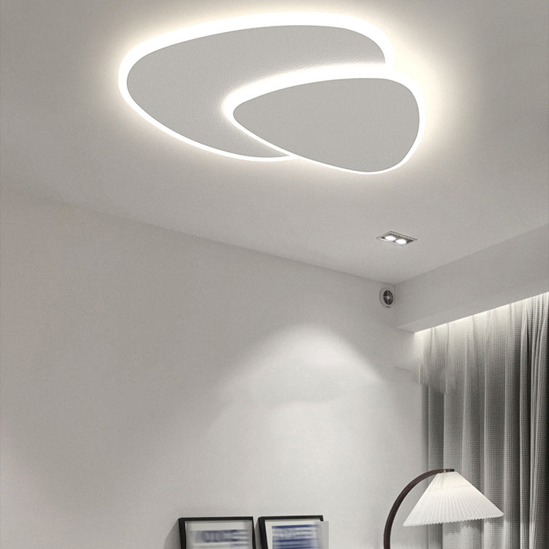 Modern Flush Light Fixtures Triangle Metal 2 Light Flush Mount Lamps in White