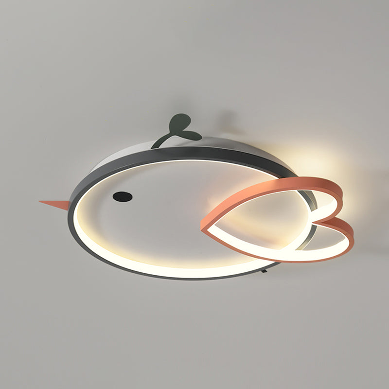 Metal Unique Shade Flush Ceiling Light Kid Style 2 Lights Flush Mount Fixture