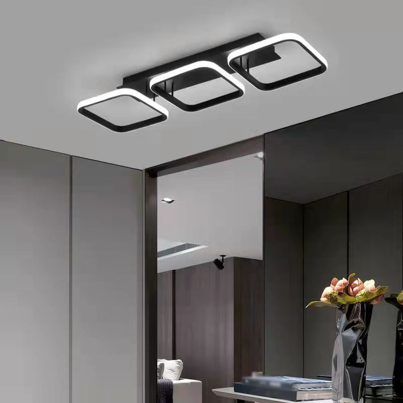 Metall quadratische Schatten Flush Deckenleuchte moderne Multi -Leuchten Flush -Montierung in Schwarz