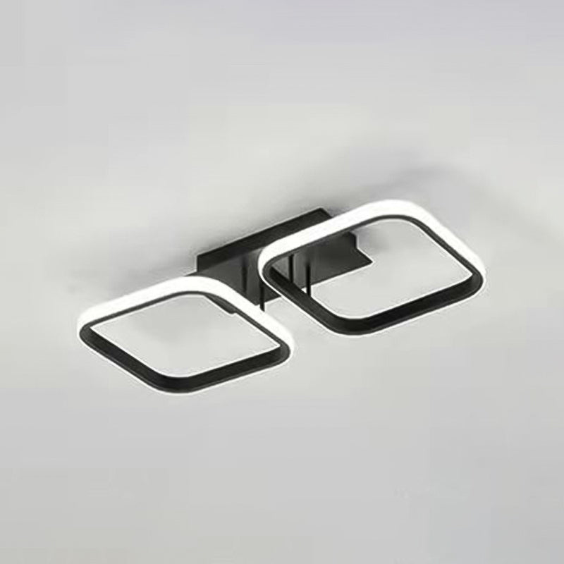 Metall quadratische Schatten Flush Deckenleuchte moderne Multi -Leuchten Flush -Montierung in Schwarz