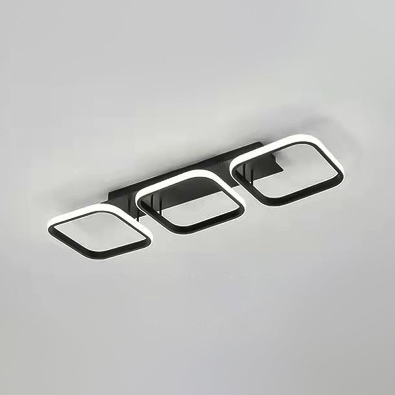 Metall quadratische Schatten Flush Deckenleuchte moderne Multi -Leuchten Flush -Montierung in Schwarz