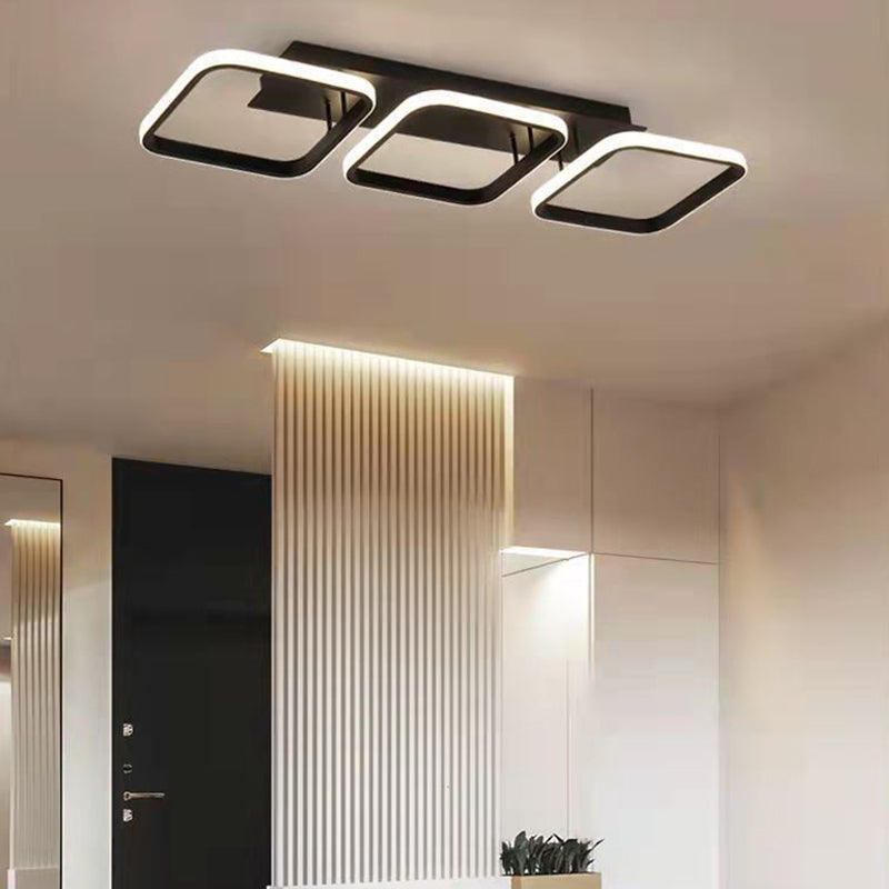 Metall quadratische Schatten Flush Deckenleuchte moderne Multi -Leuchten Flush -Montierung in Schwarz