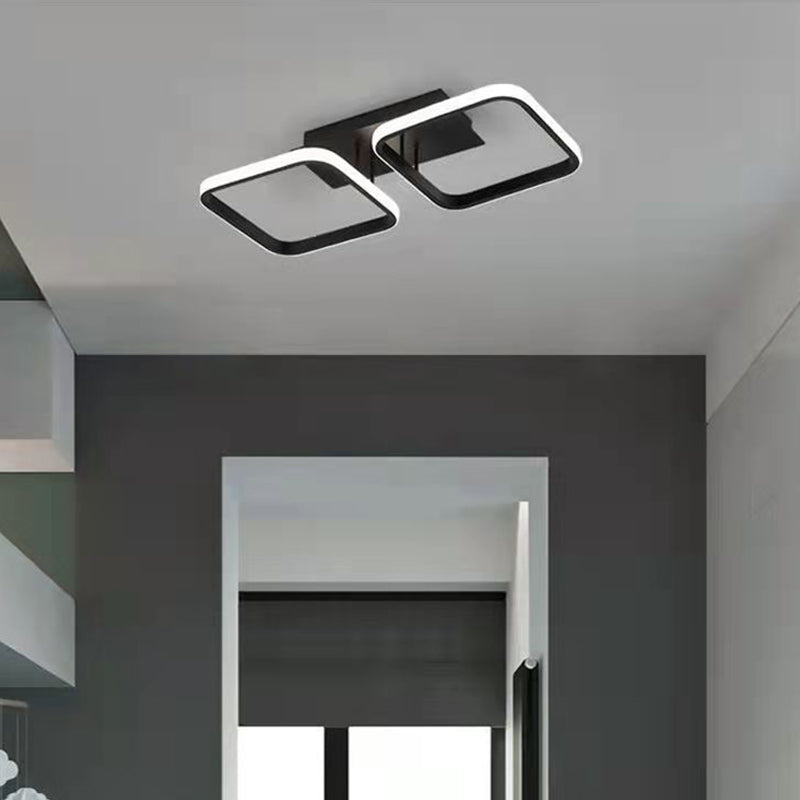 Metall quadratische Schatten Flush Deckenleuchte moderne Multi -Leuchten Flush -Montierung in Schwarz