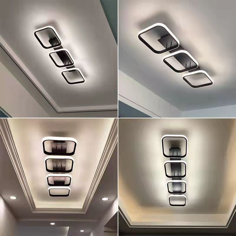 Metall quadratische Schatten Flush Deckenleuchte moderne Multi -Leuchten Flush -Montierung in Schwarz