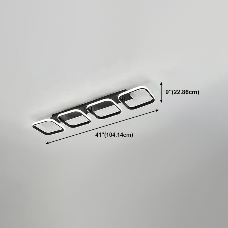 Metall quadratische Schatten Flush Deckenleuchte moderne Multi -Leuchten Flush -Montierung in Schwarz