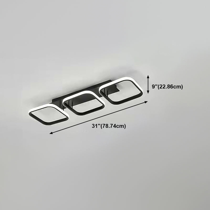 Metall quadratische Schatten Flush Deckenleuchte moderne Multi -Leuchten Flush -Montierung in Schwarz
