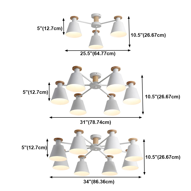 Moderne Kegelschatten Deckenlampe Metall mehrköpfige Deckenbeleuchtung für Restaurant