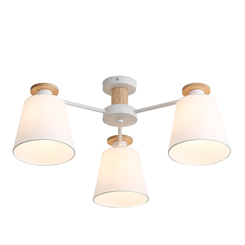 Modern Style Cylindrical Shade Ceiling Lighting Fabrics Multi Headed Ceiling Lamp