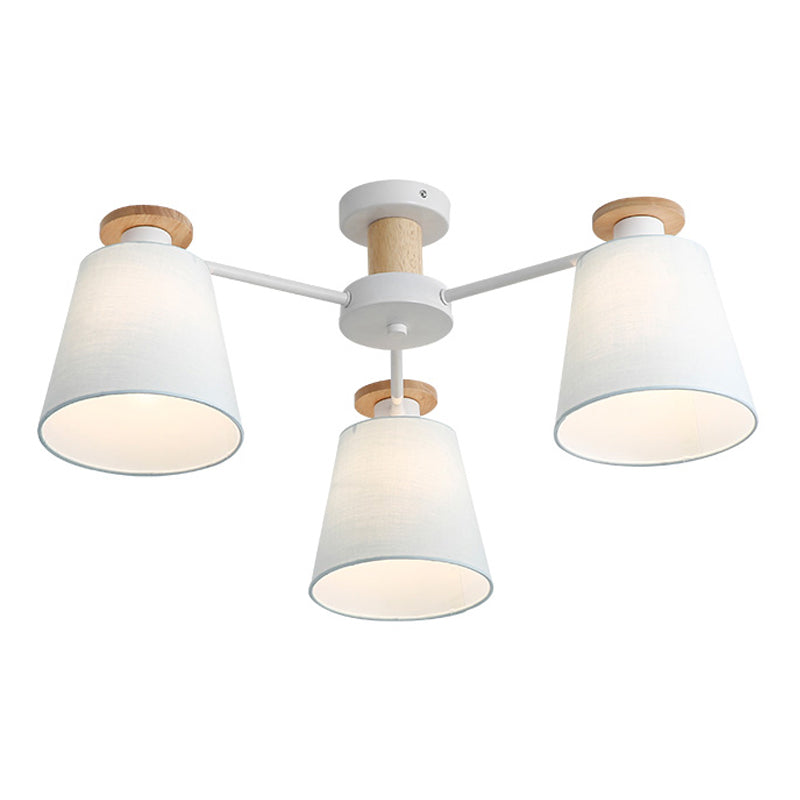 Modern Style Cylindrical Shade Ceiling Lighting Fabrics Multi Headed Ceiling Lamp