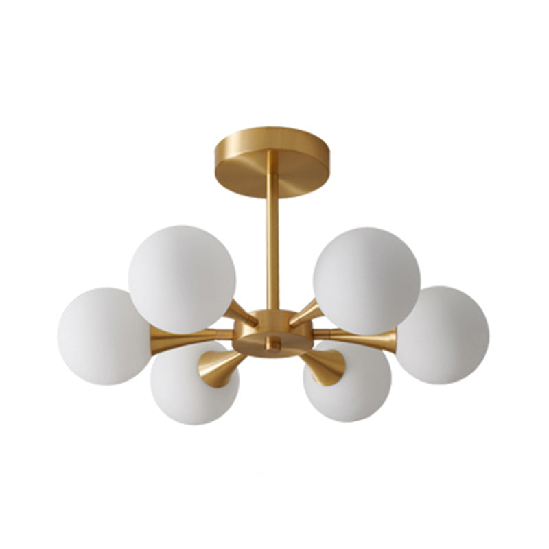 Contemporary Sphere Flush Light Fixture Glass Flush Mount Ceiling Fixture in Gold