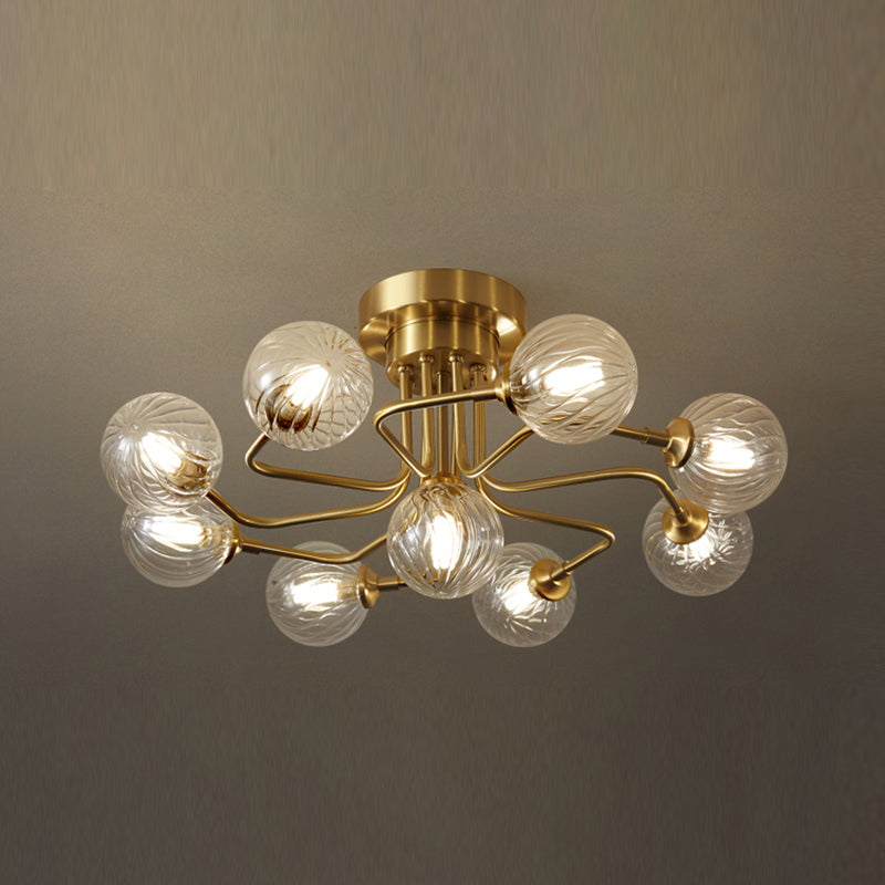 Contemporary Sphere Flush Light Fixture Glass Flush Mount Ceiling Fixture in Gold