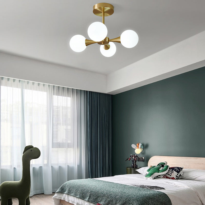 Contemporary Sphere Flush Light Fixture Glass Flush Mount Ceiling Fixture in Gold