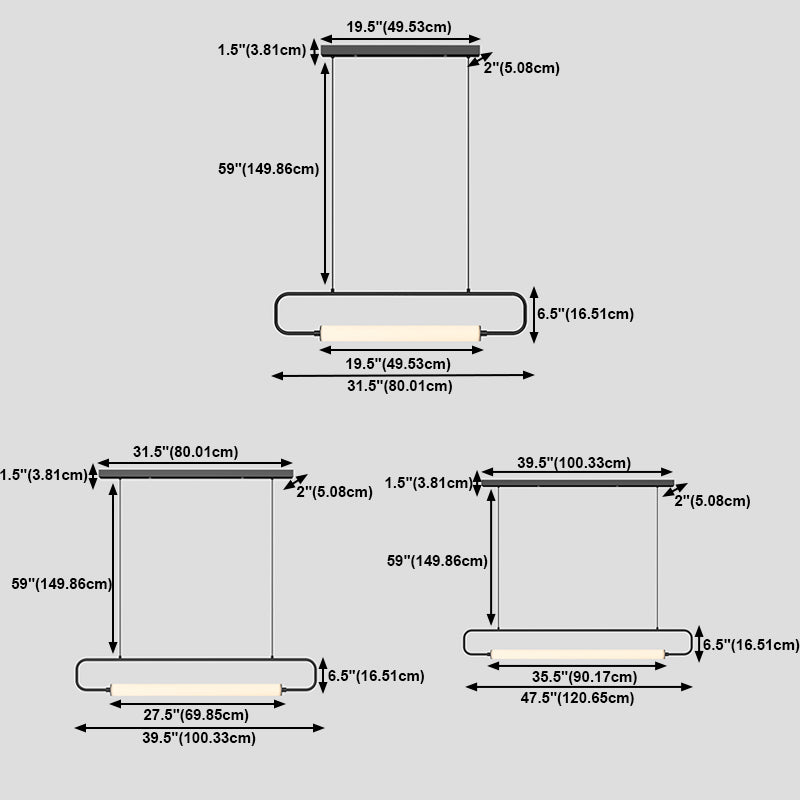 Modern Style Rectangle Island Light Fixture Metal 1- Light Island Pendant Light