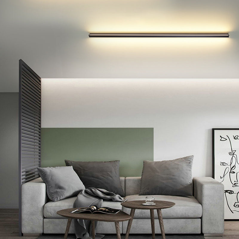 Linearer Schatten Metall Wandleuchter moderner Stil 1-Licht-Wandmontage Leuchte in Schwarz